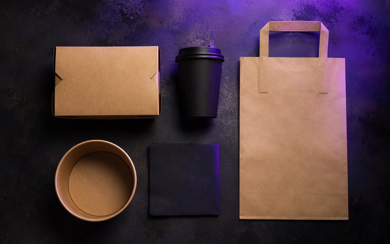 restaurant takeaway system brand kit flat-lay